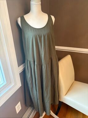 Universal Thread Olive Scoop-Neck Tiered Maxi Dress